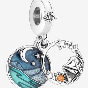 Pandora Silver and Blue Bracelet with Crescent Moon and Stars